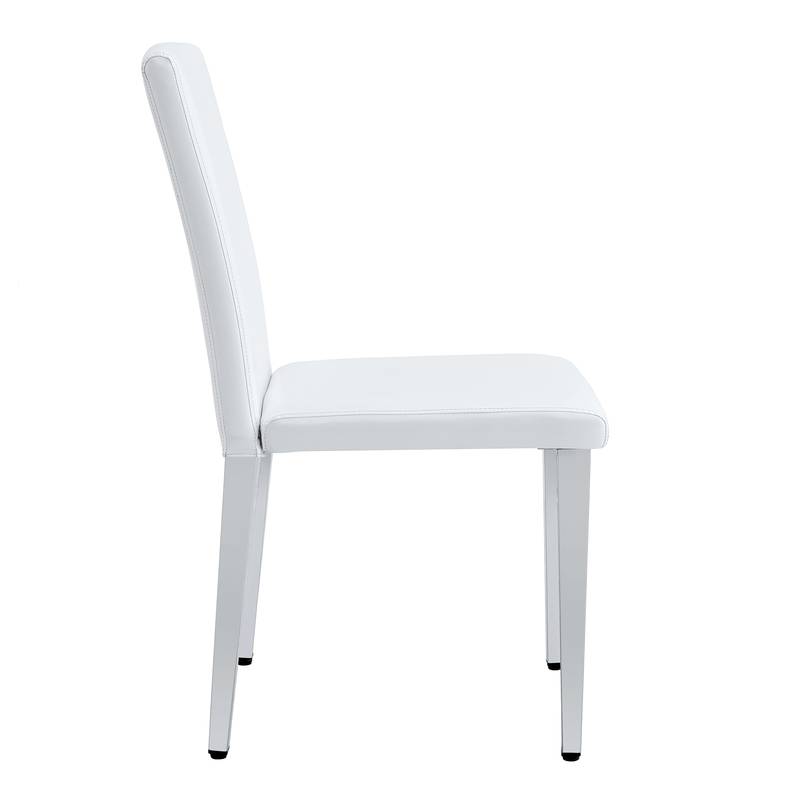 Chic White Leather Accent Chairs with Silver Legs
