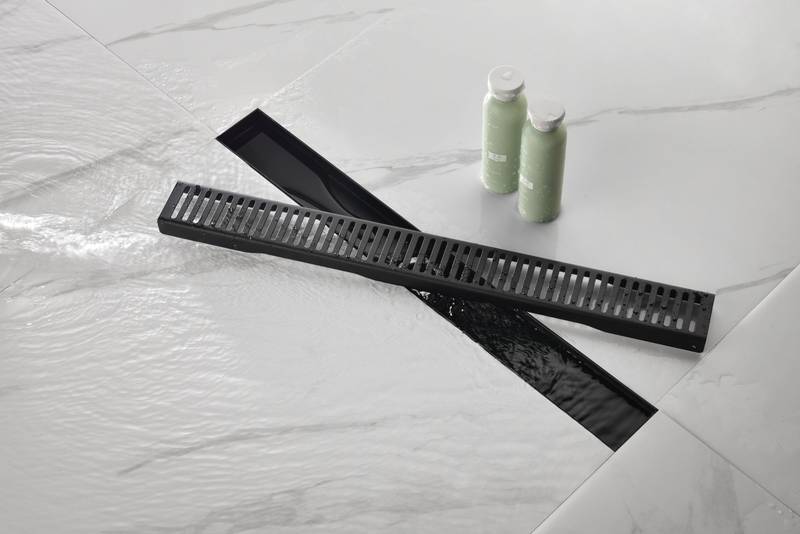 Sleek Linear Shower Drain with Easy-Clean Grate and Hair Strainer