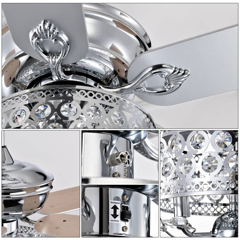 Chic Chrome Ceiling Fan with Pull Chain