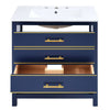 Navy Bliss: Stylish Bathroom Vanity with Open Storage
