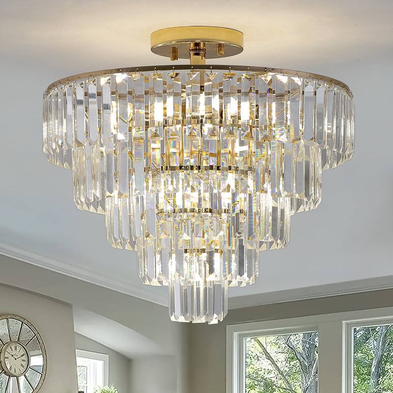 Glimmering Gold Crystal Chandelier