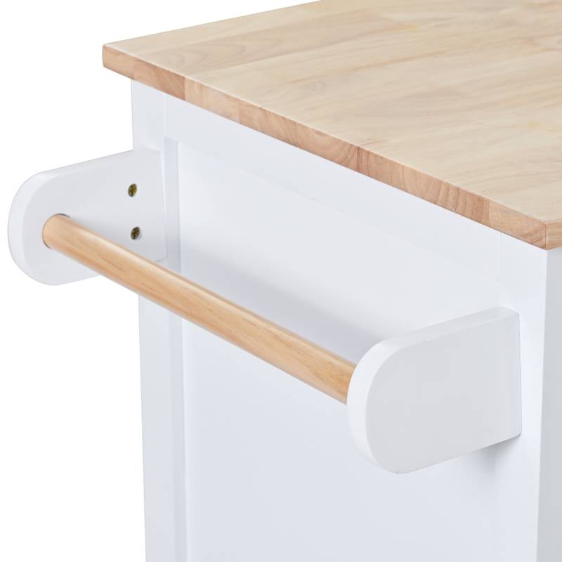Stylish Kitchen Cart with Wood Top & Easy-Glide Drawers