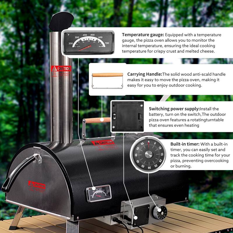“Ultimate Outdoor Pizza Oven: Rotating, Portable, and Wood-Fired Fun!”