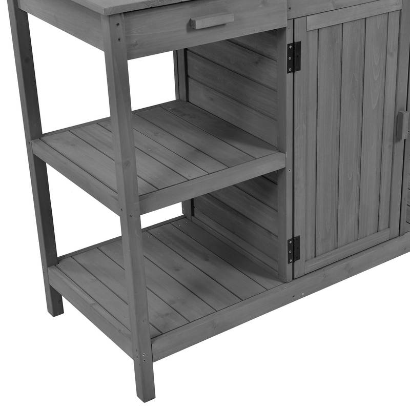 Charming Gray Garden Potting Table with Storage