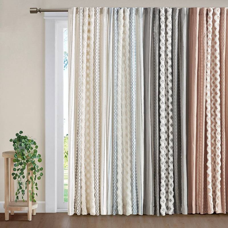Chic Chenille Stripe Cotton Curtain Panel