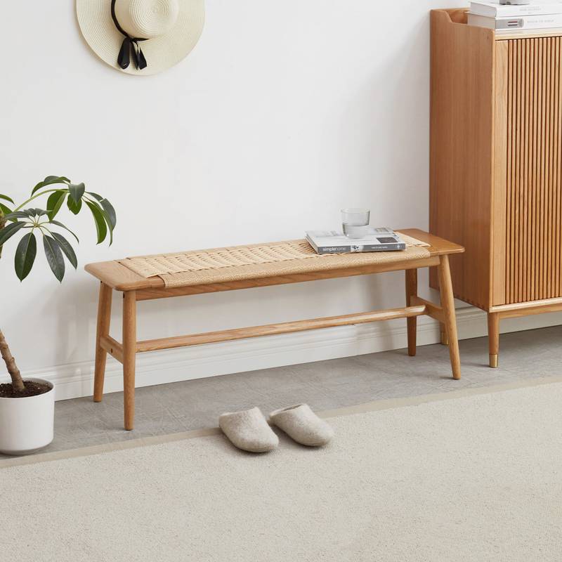 Cozy Woven Oak Bench