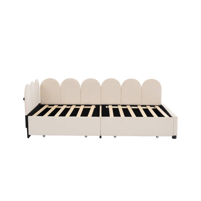 Cozy Velvet Twin Daybed with Storage Drawers