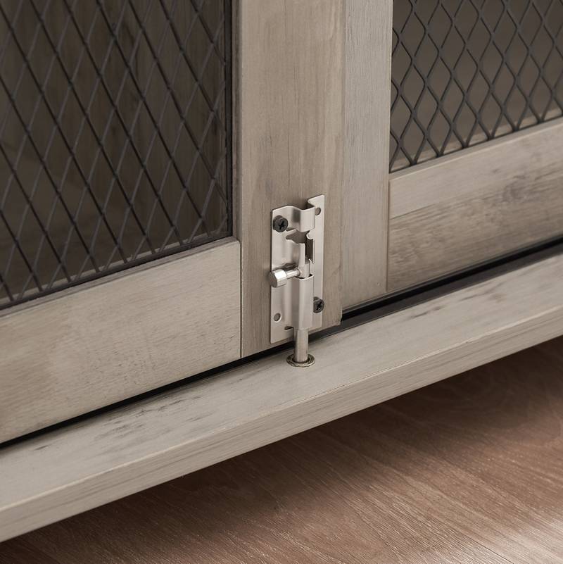 Rustic Dog Crate Table with Barn Door