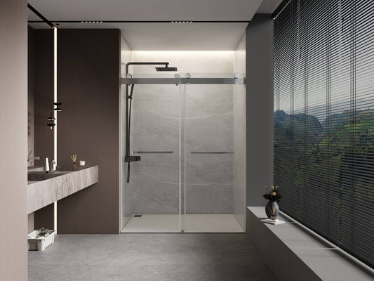 Elegant Soft-Close Frameless Shower Door in Brushed Nickel
