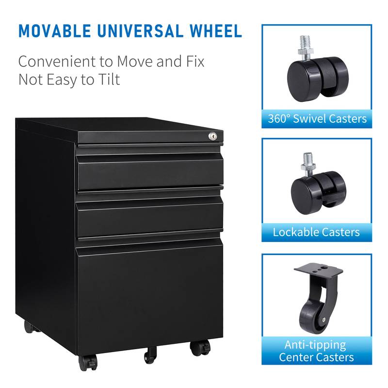 Locking Rolling File Cabinet – Secure & Mobile Storage Solution for Your Office