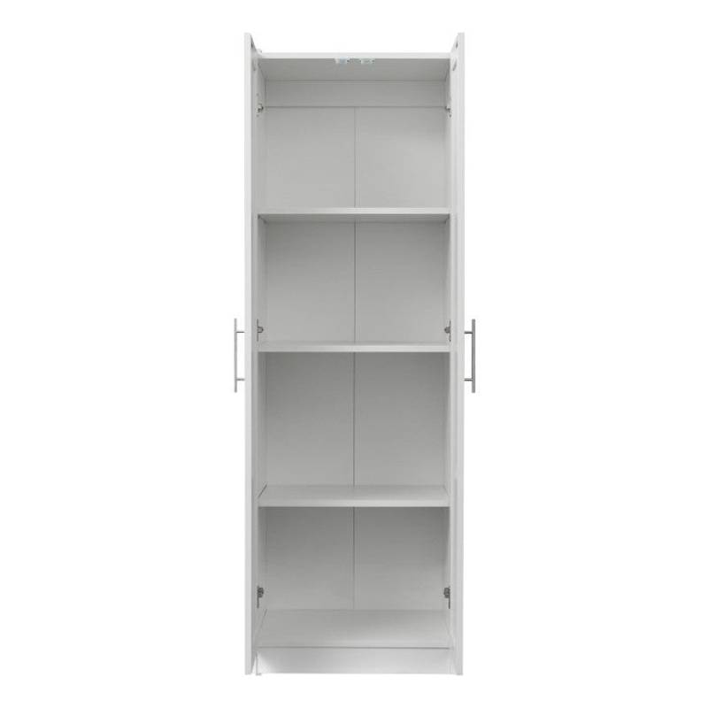 Stylish White Storage Cabinet with Dual Doors and Dividers