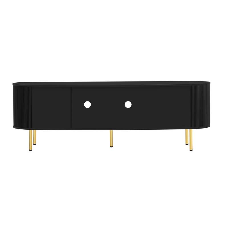Sleek Black TV Stand with Modern Style and Ample Storage