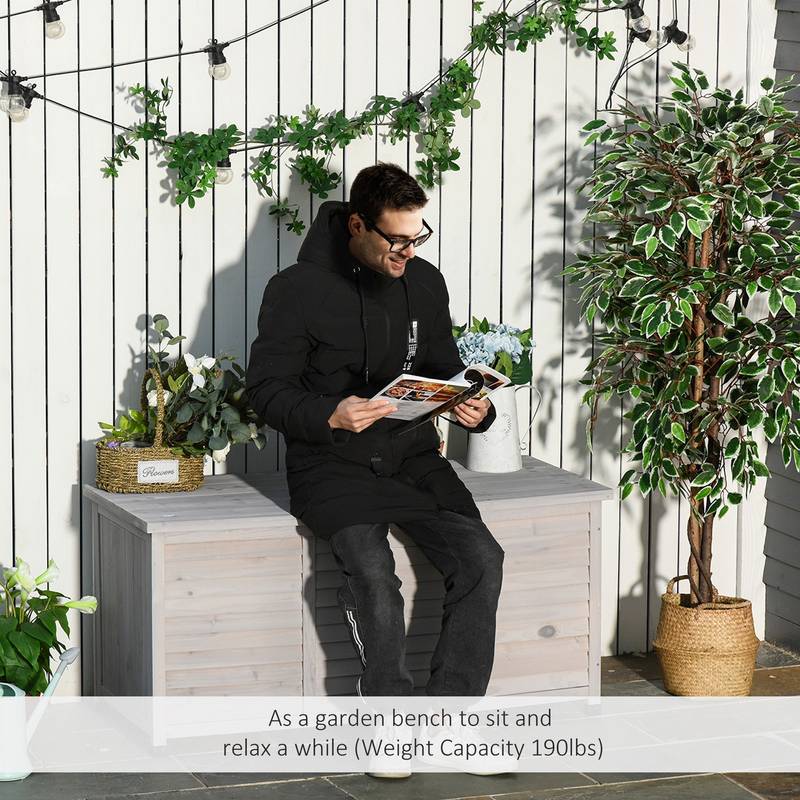 Outsunny Stylish Wooden Deck Box with Weatherproof Finish