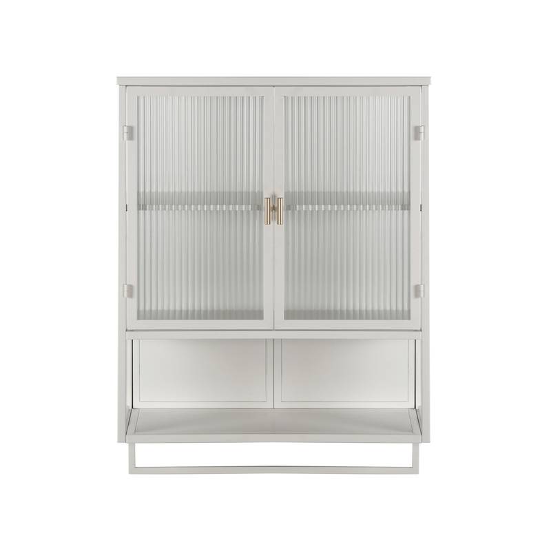 Stylish Glass Door Storage Cabinet with Towel Rack