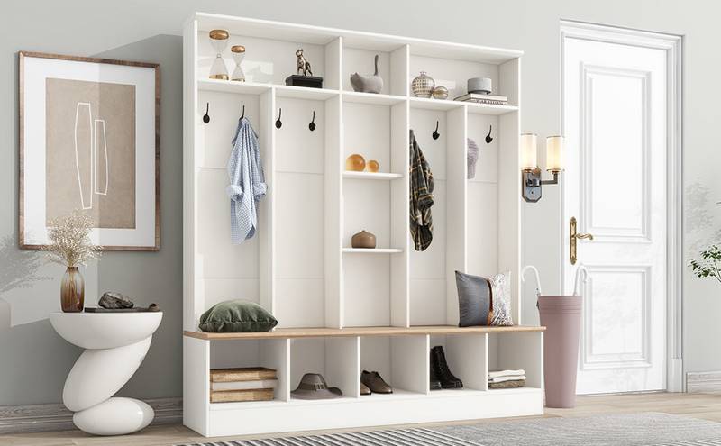 Chic Entryway Hall Tree with Storage Bench & Coat Rack