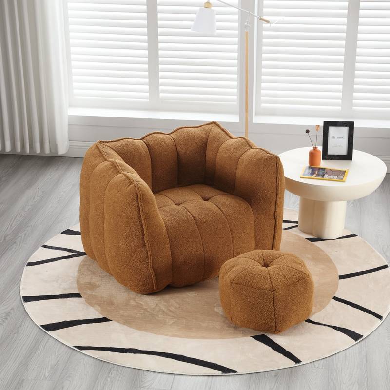 Cozy Foam Bean Bag Chair with Footstool – Perfect for Gaming, Reading, and Relaxing!