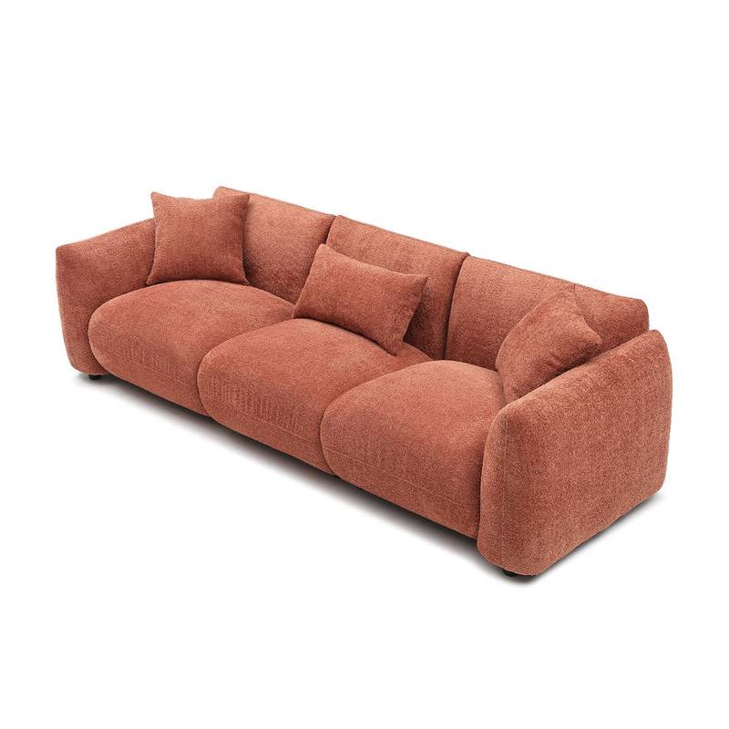 Vibrant Orange Mid Century 3-Seat Sofa