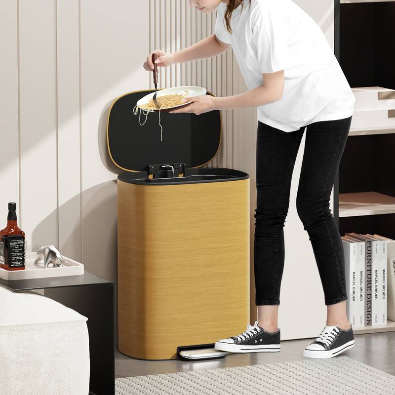 Soft Close Step Trash Can - Stainless Steel Elegance