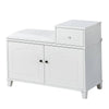 Cozy White Shoe Storage Bench with Cushion and Adjustable Drawer