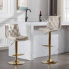 Velvet Swivel Bar Stools with Chrome Shine
