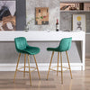 Chic Green Velvet Bar Stools with Gold Legs - Set of Two
