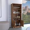Dundee Tall Glass Bar Cabinet with Shelves and Cubbies