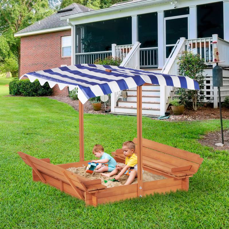 Magic Sand Playground with Adjustable Cover and Cozy Benches