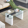 Sleek Glass & White Column Coffee Table