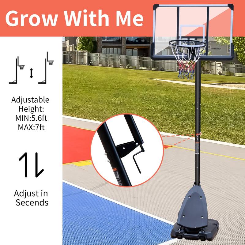 Portable Adjustable Basketball Hoop with Stable Base