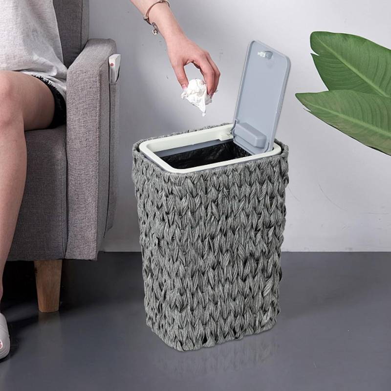 Chic Rattan Trash Can with Lid
