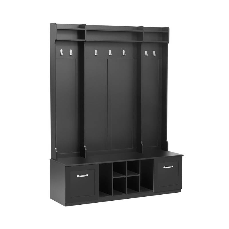 All-in-One Entryway Bench with Coat Rack & Storage