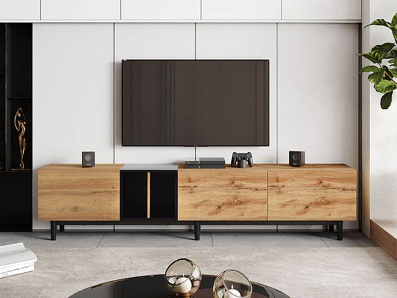 Sleek TV Stand with Ample Storage for Effortless Entertainment