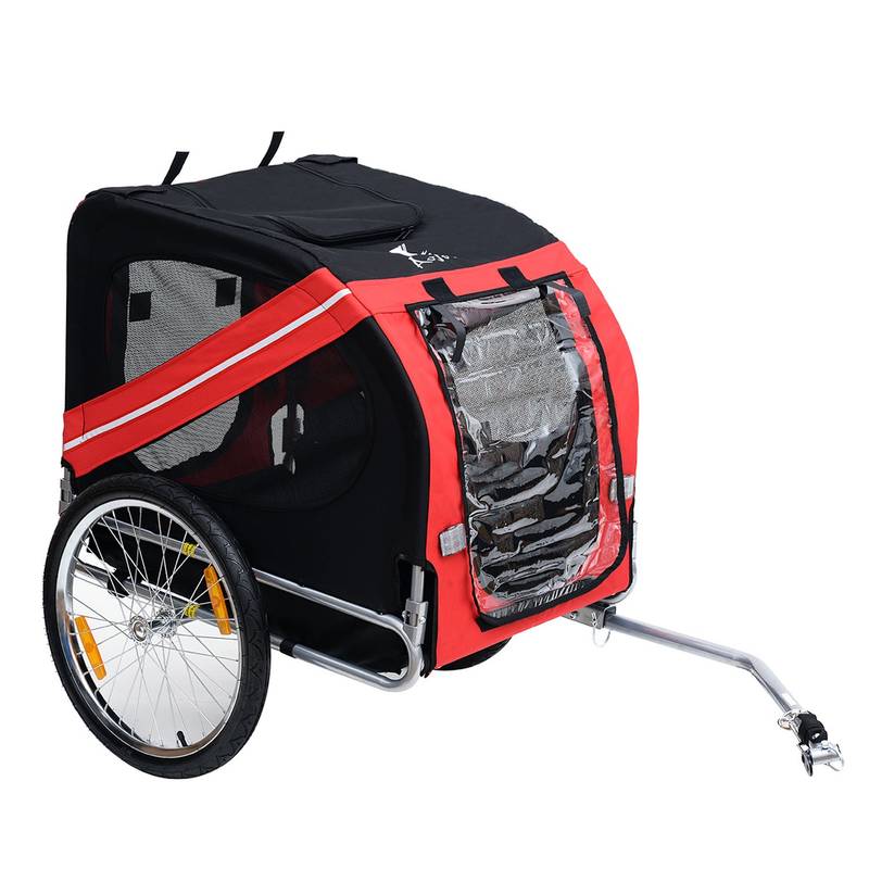 PawPals Bike Trailer-Red & Black Adventure Wagon for Dogs