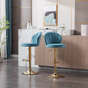 Chic Swivel Bar Stools with Velvet Touch and Gold Accents - Baby Blue Duo