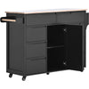 Versatile Kitchen Cart with Rubber Wood Top and Smart Storage