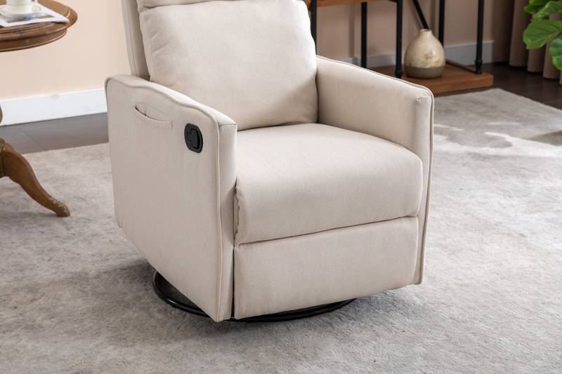 Cozy Beige Swivel Rocker Glider Chair