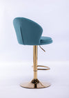 Chic Swivel Bar Stools with Velvet Touch and Gold Accents - Baby Blue Duo