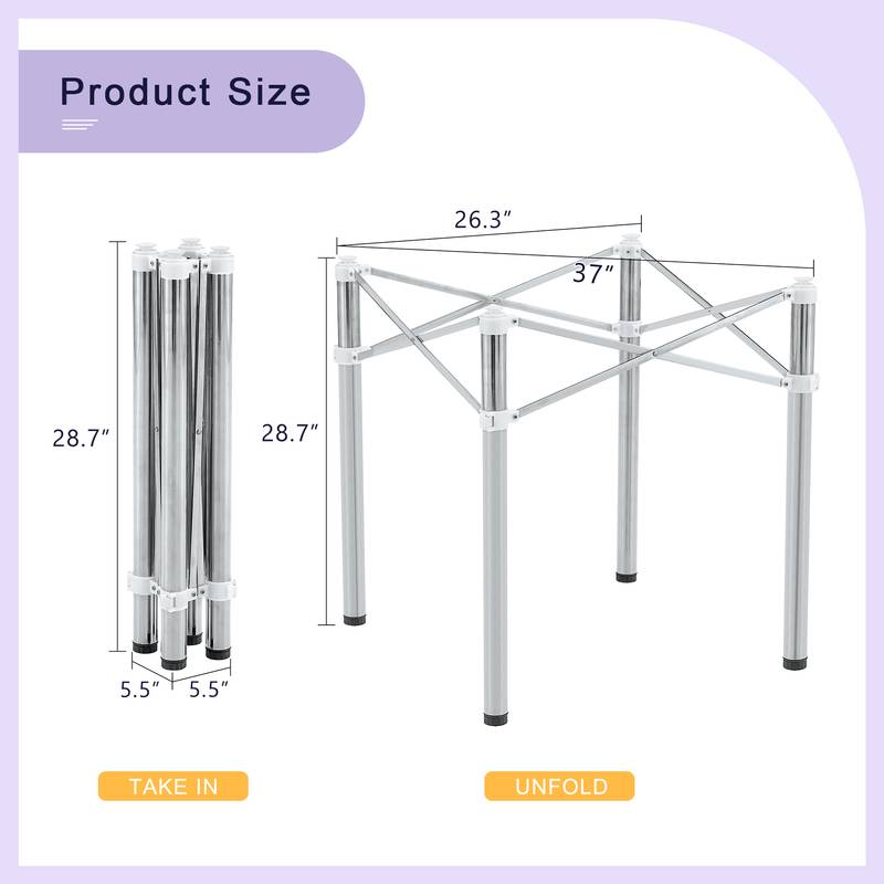 Compact Silver Folding Table Frame