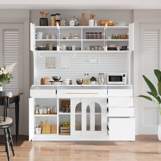 Stylish Buffet & Coffee Bar Storage with Hutch and Power Outlet