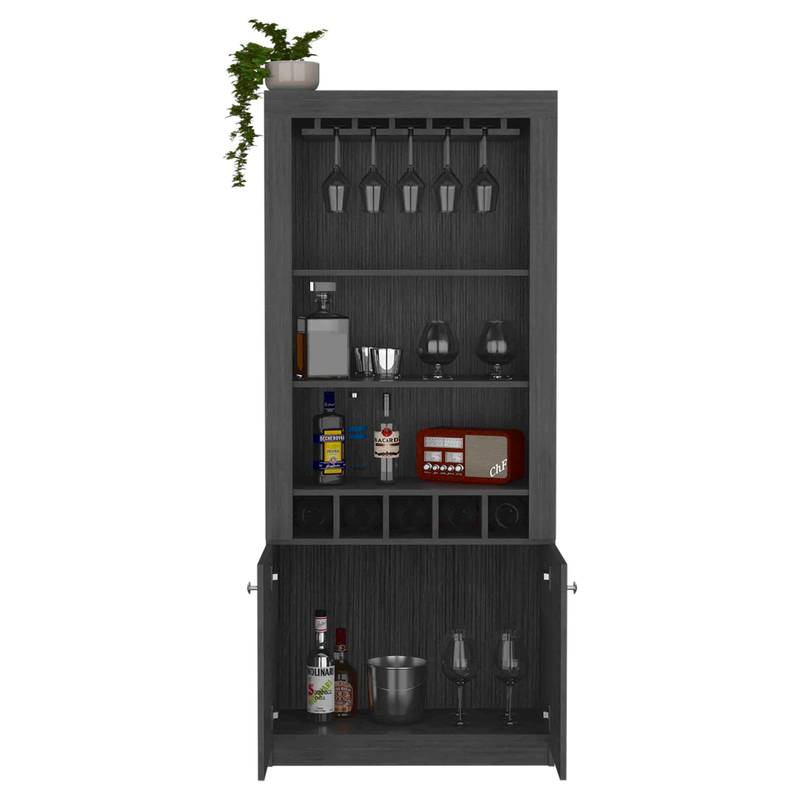 Smokey Oak Wine Bar Cabinet