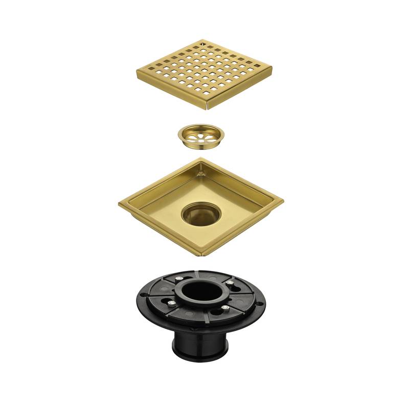 Sleek Square Shower Drain with Removable Grate