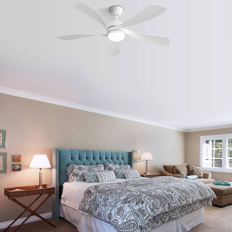 Sleek White LED Ceiling Fan with Remote Control and Reversible Blades