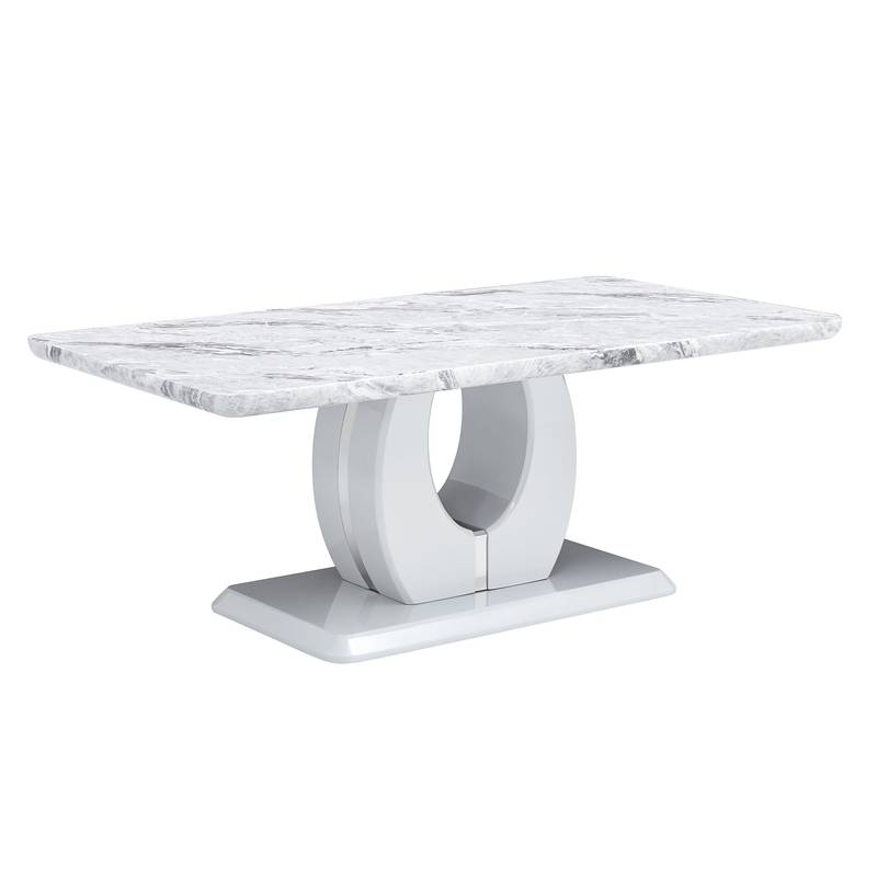 Elegant Gray Marble Coffee Table with Silver Accents