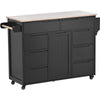 Versatile Kitchen Cart with Rubber Wood Top and Smart Storage