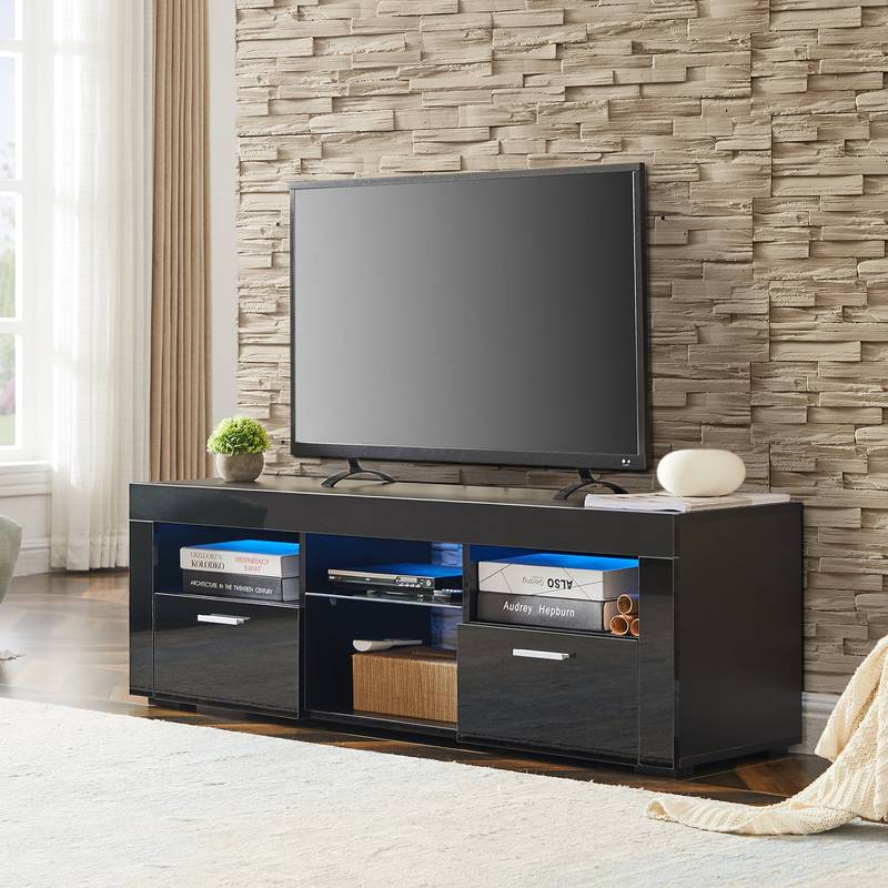 Sleek Black LED TV Stand for Any Room