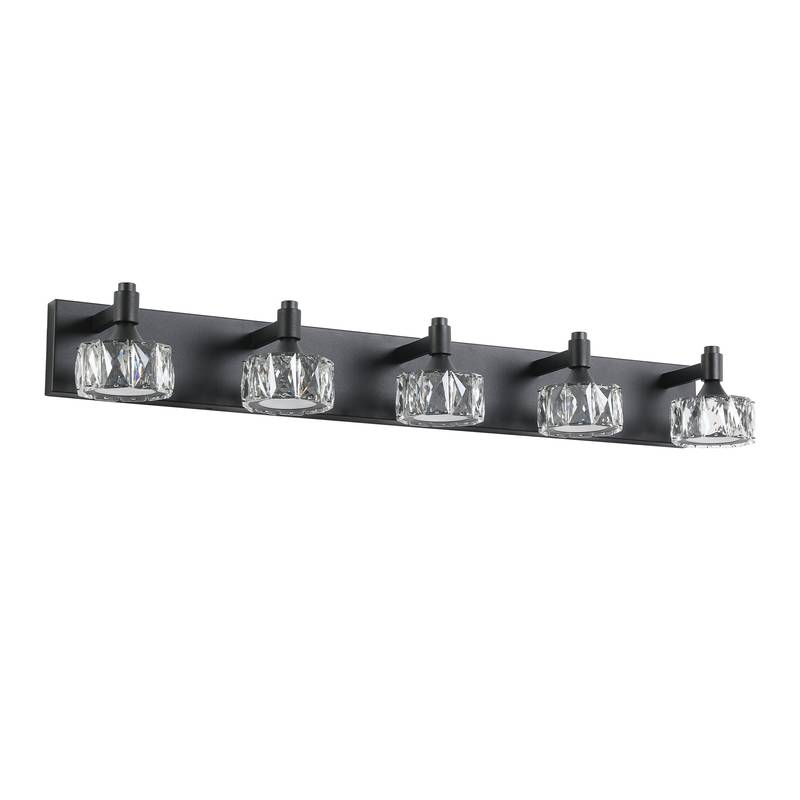 Sleek Black Crystal Vanity Light