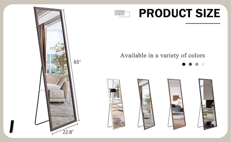 Elegant Gray Wood Full-Length Mirror