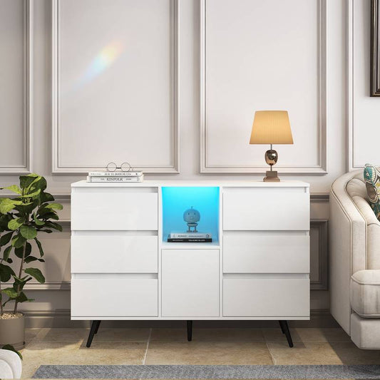 Sleek White Gloss Sideboard with LED Glow