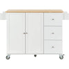 Charming Rolling Kitchen Island with Wood Top & Convenient Storage