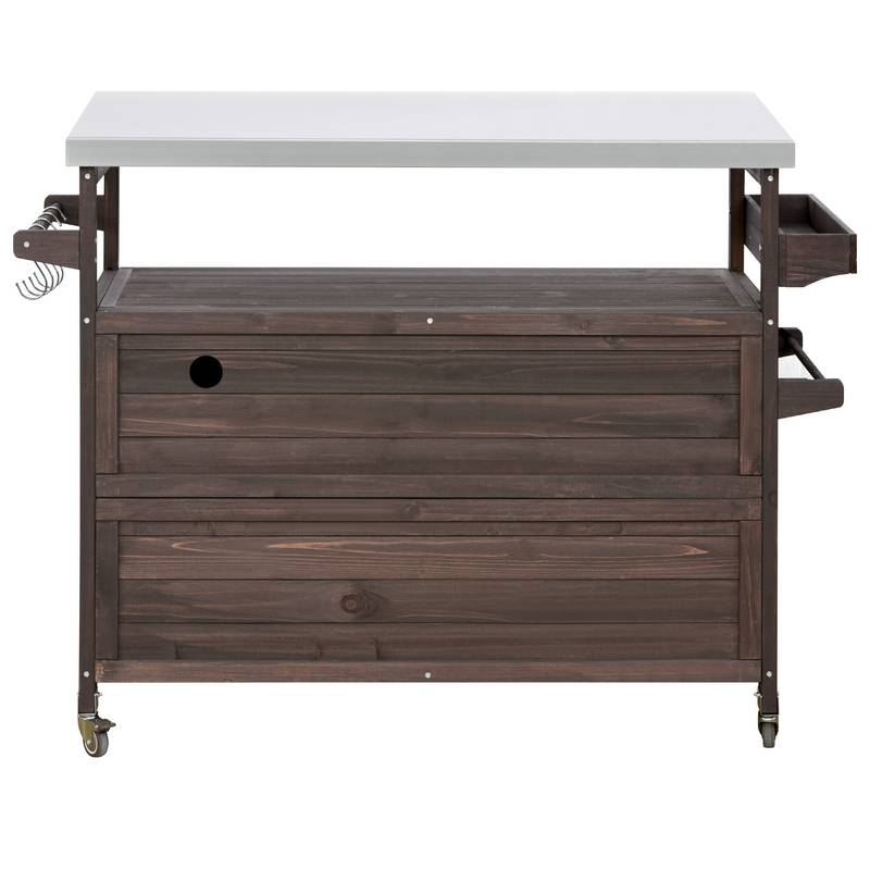 Rustic Rolling Outdoor Kitchen Bar & Grill Station